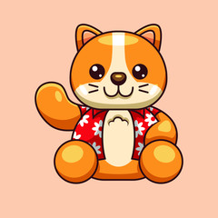 cute animal with summer shirt ready to go to the beach