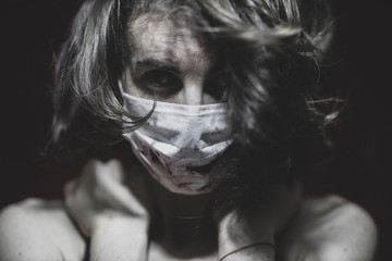 a girl wearing a coronavirus mask