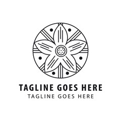 Jasmine flower logo design isolated on white background. florist logo icon