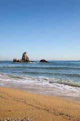 Coastal landscape of rocks and waves. East Sea Gangwon-do, Korea