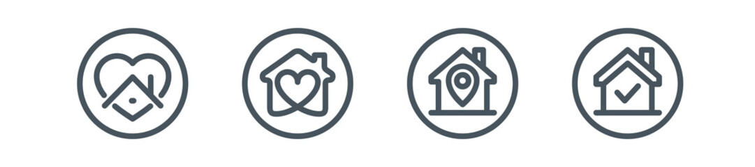 editable stroke line icons set of Stay home for Social media in support of self isolation. staying at home Prevent coronavirus spread. Covid19 perfect outline icon hashtag stayhome Isolated on white