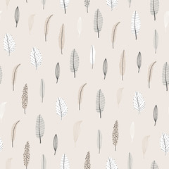 Seamless pattern cute leaves. Vintage background. Creative texture for fabric, wrapping, textile, wallpaper, apparel. Vector illustration.