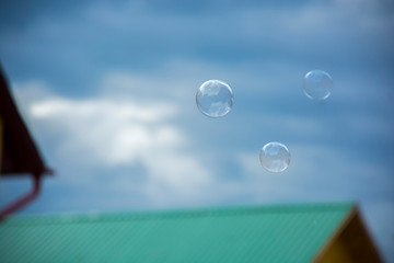soap bubbles on a blurry background