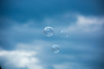 soap bubbles on a blurry background