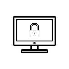 monitor and padlock icon vector design template