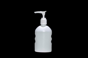 White Hand Wash Bottle On black Background