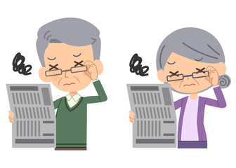 老眼で悩む高齢者　セット