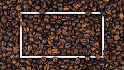 Empty frame of roasted coffee beans banner