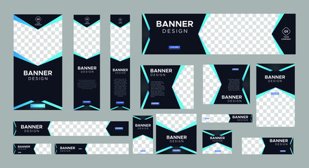 set of creative web banners of standard size with a place for photos. Vertical, horizontal and square template. vector illustration EPS 10	