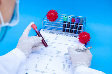 Professional doctors perform COVID-19 tests from samples of blood tests to diagnose coronary virus...