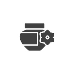 Spa cosmetics jar vector icon. filled flat sign for mobile concept and web design. Massage therapy cosmetics glyph icon. Symbol, logo illustration. Vector graphics