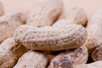 Peanuts closeup on the table. Healthly food. Nuts.
