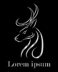 Silver Line art deer head logo vector eps 10
