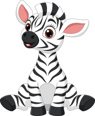 Cute baby zebra cartoon sitting