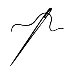 NEEDLE AND THREAD IN THE STYLE OF DOODLE