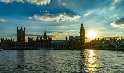 Fototapeta na wymiar Big Ben, Houses of Parliament and Westminster bridge in London, UK.