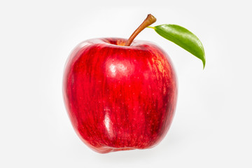 red apple with leaf side view