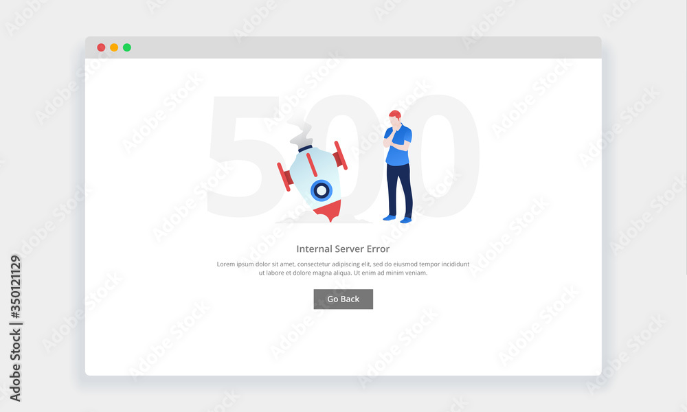 Sticker modern flat design concept of confused man seeing the falling rocket for website and mobile website.