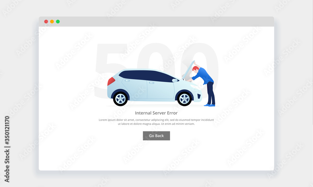 Wall mural modern flat design concept of man examining broken down car engine for website and mobile website. e