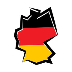 Niemcy kontur z flagą. Ilustracja wektorowa. © Rzoog