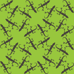 Seamless pattern with gecko lizards. Endless background. Vector silhouette illustration.