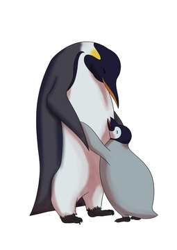 Penguin parent and child
