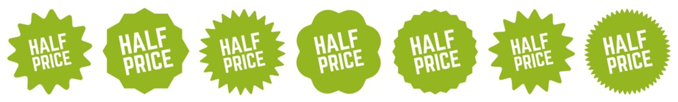 Half Price Tag Green | Icon | Sticker | Deal Label | Variations