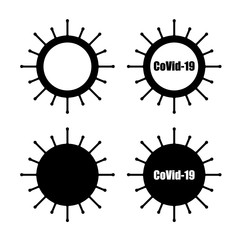 Coronavirus Bacteria Cell Icon, 2019-nCoV, Covid-2019, Covid-19 Novel Coronavirus Bacteria. No Infection and Stop Coronavirus Concepts. Dangerous Coronavirus Cell in China, Wuhan. Isolated Vector Icon