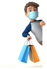 Fun cartoon kid character with a mask