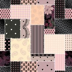 Patchwork textile pattern. Seamless quilting design background.