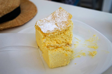 Close up Vanilla and custard Bled cream cake