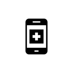 Medical app icon vector in black flat shape design isolated on white background, icon illustration, eps 10