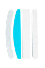 Nail files isolated on white background. The concept of manicure, body care. Creative background,...