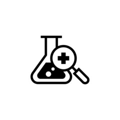 Medical research vector icon in black flat shape design isolated on white background, icon illustration, eps 10