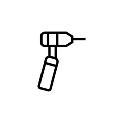 Otoscope vector icon in linear, outline style design isolated on white background, icon illustration, eps 10