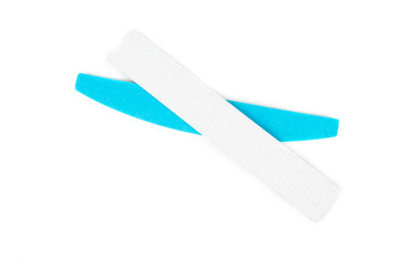 Nail files isolated on white background. The concept of manicure, body care. Creative background, copy space.