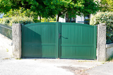 street suburb home green house gate garden access door