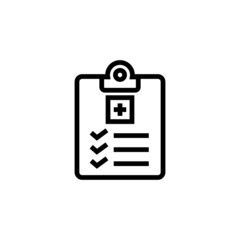 Medical checklist icon vector  in linear, outline style isolated on white background, Vector icon eps 10
