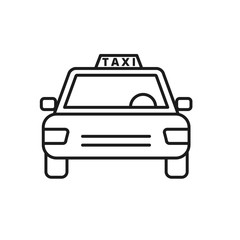 Taxi vector illustration in simple line design isolated on white background. Taxi icon 