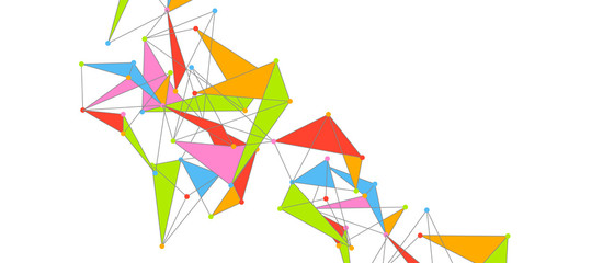 Line points connections, triangular technology design. Abstract geometric background