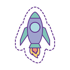 Cute rocket patch line and fill style icon vector design