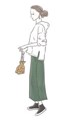 ファッション 女性 全身（カジュアル パーカー）