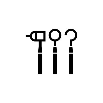 recommend clip art: Dentist tool icon vector in black flat design icon, isolated on white background