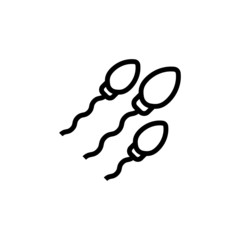 Sperm icon vector  in linear, outline style, isolated on white background