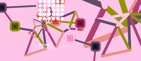 Abstract square dot connections, flat style multicolored geometric background for Wallpaper, Banner, Background, Card, Book Illustration, landing page or poster design