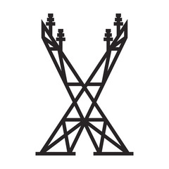Electric poles vector icon.Black vector icon isolated on white background electric poles.