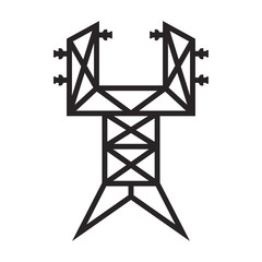 Electric poles vector icon.Black vector icon isolated on white background electric poles.