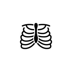 Sternum vector icon in black flat shape design isolated on white background