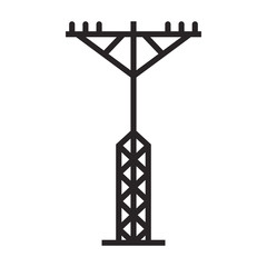 Electric poles vector icon.Black vector icon isolated on white background electric poles.