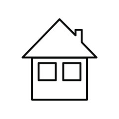 
house with windows icon on a white background. Work at home.  Simple vector illustration